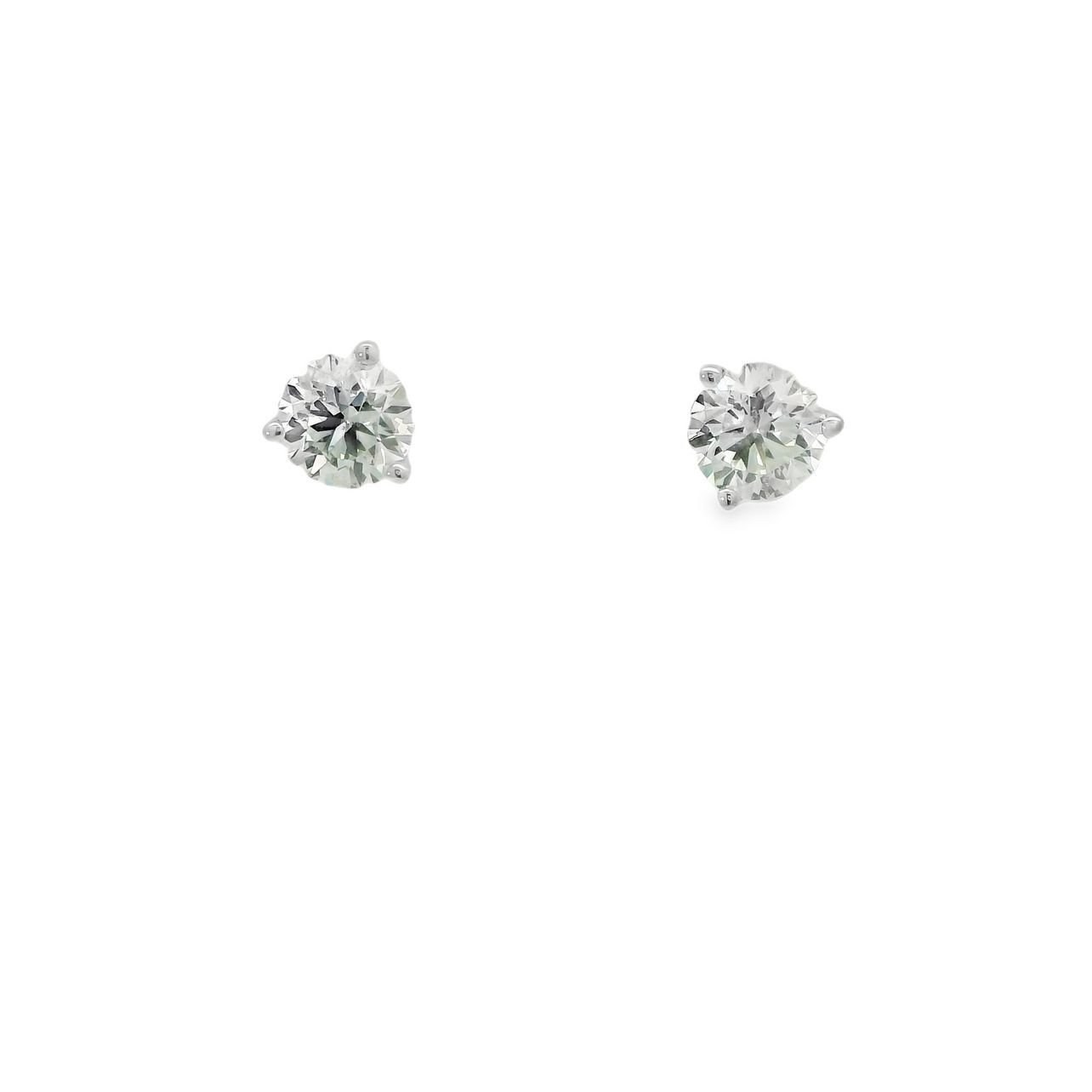 14kt White Gold, 3-Prong Martini Style, Round Diamonds, Color G-I, Clarity SI3-I1 - .70 Carats