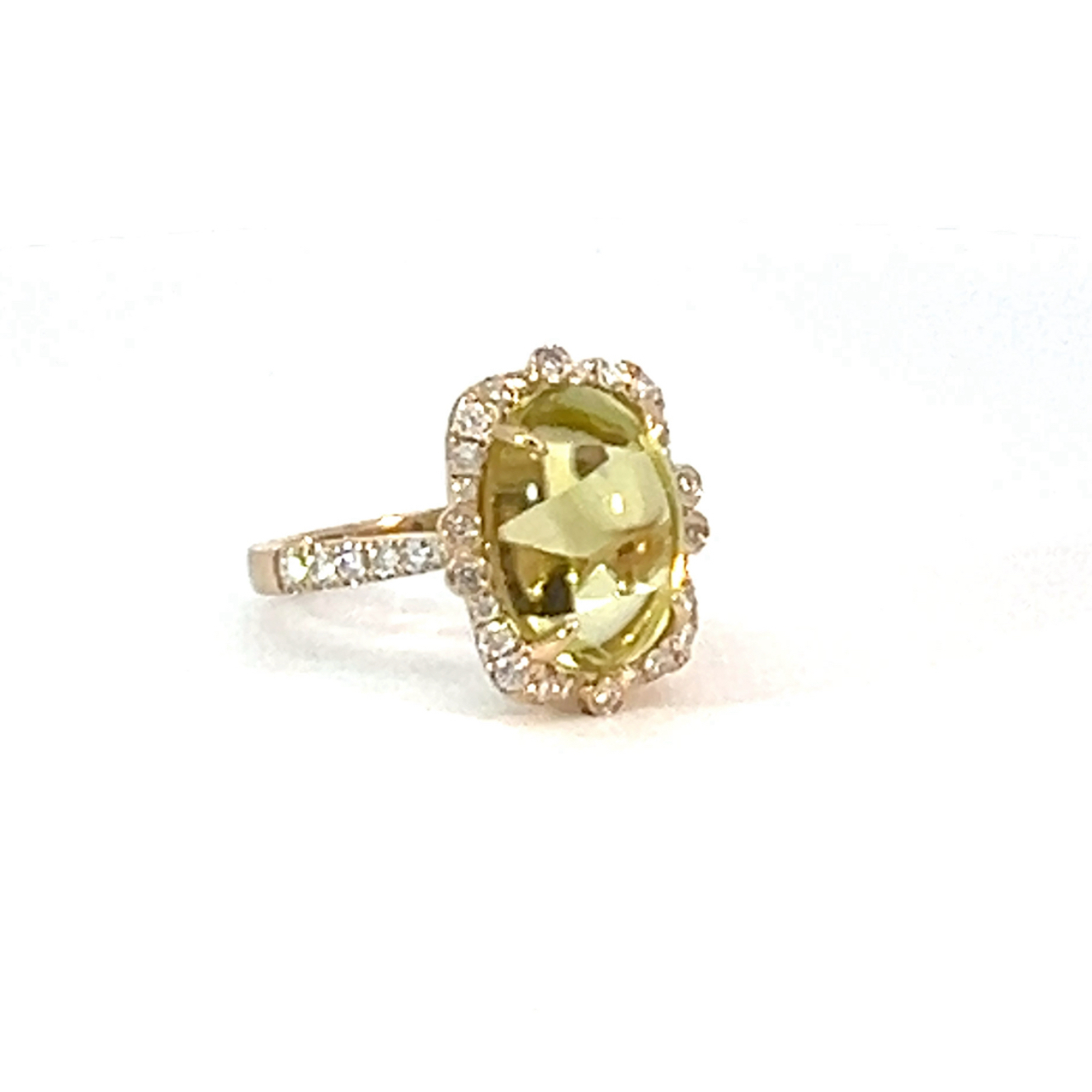 14kt Yellow Gold and 38 Round Diamonds - .46 Carats & Oval Citrine - 5.76 Carats Fancy Ring