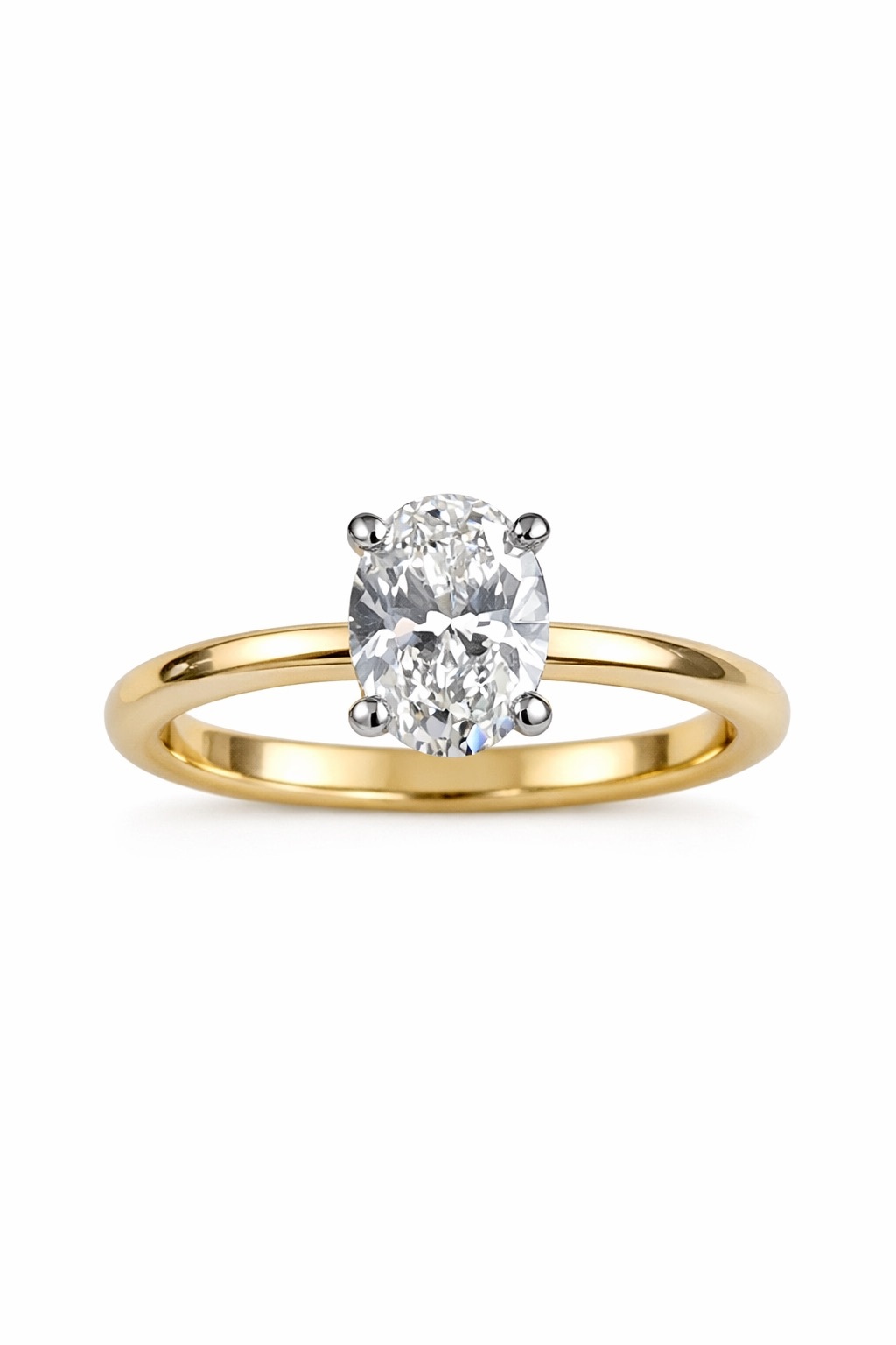 14kt yellow gold 1.53ct lab-grown oval brilliant diamond 4-prong solitaire engagement ring F, VS1 IGI #740501987