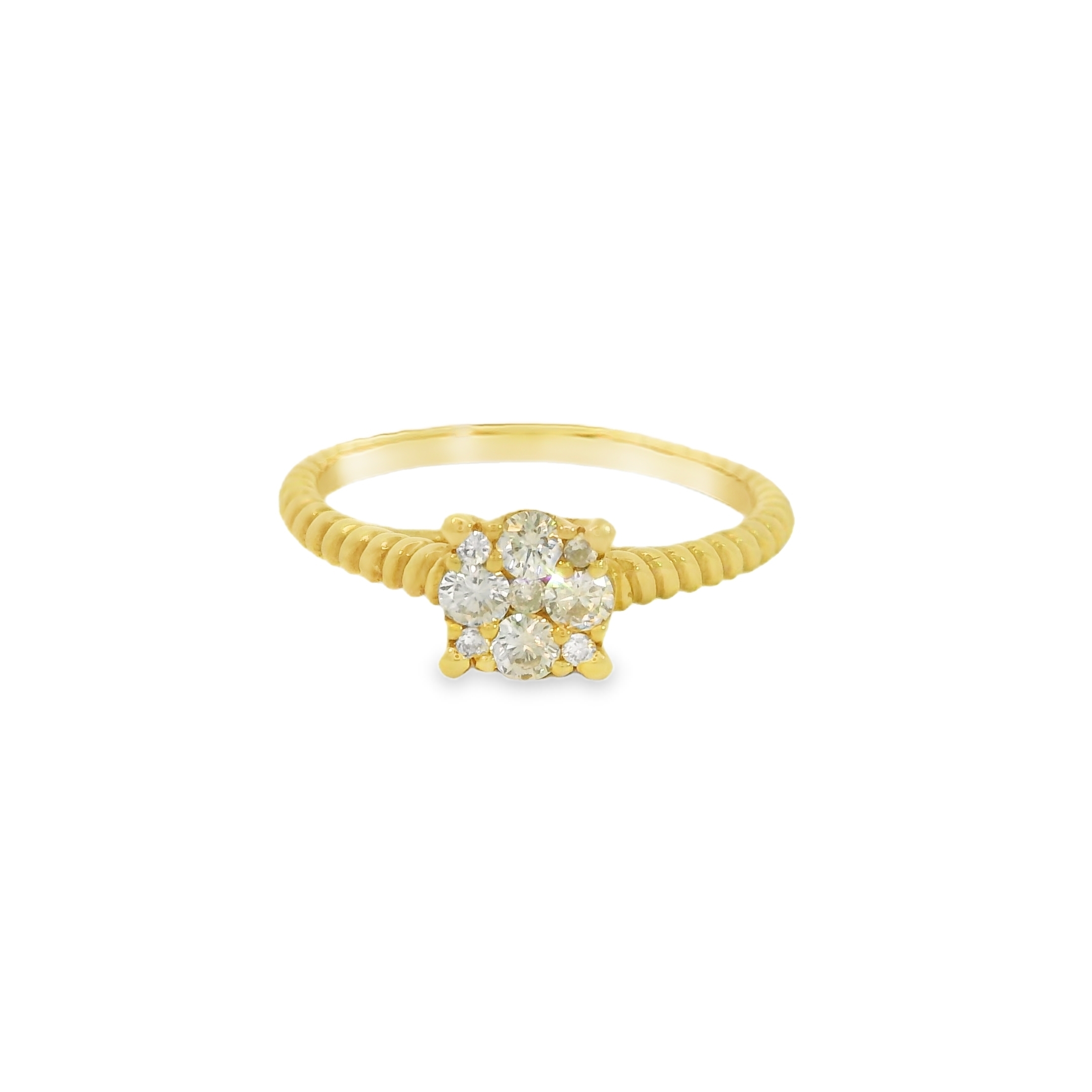 18kt Yellow Gold and Diamond Cluster Engagement Ring - .25 Carats