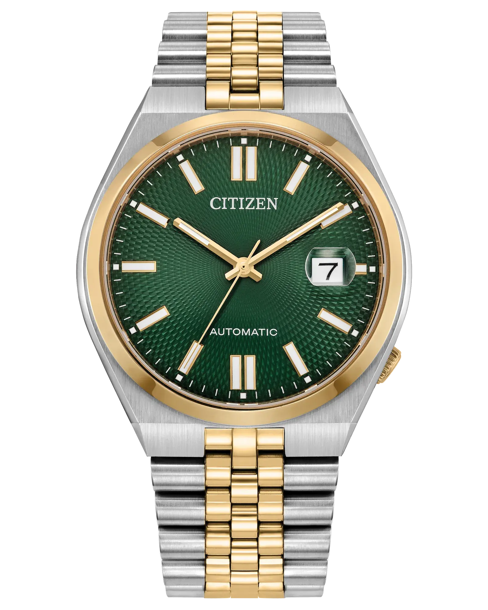 Men's Two-Tone Stainless Steel Automatic TSUYOSA 60 watch green Dial. NK0024-54X