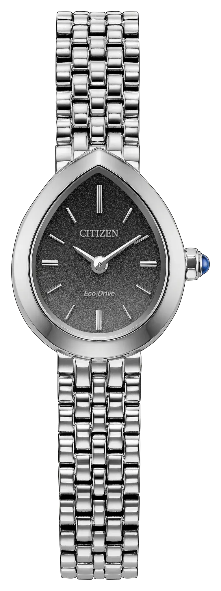 Women's Stainless Steel 2-hand Dark Dial Eco-Drive watch with Sapphire Crystal. EX1550-54E