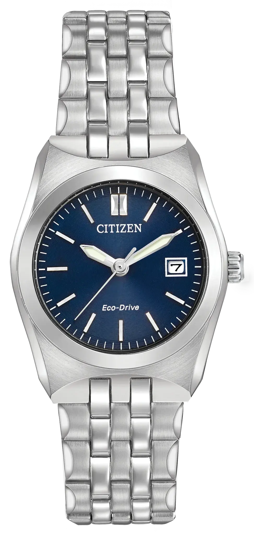 Women's Stainless Steel Corso Eco-Drive watch with a Deep Blue Dial 3-hands and date.  EW2290-54L
