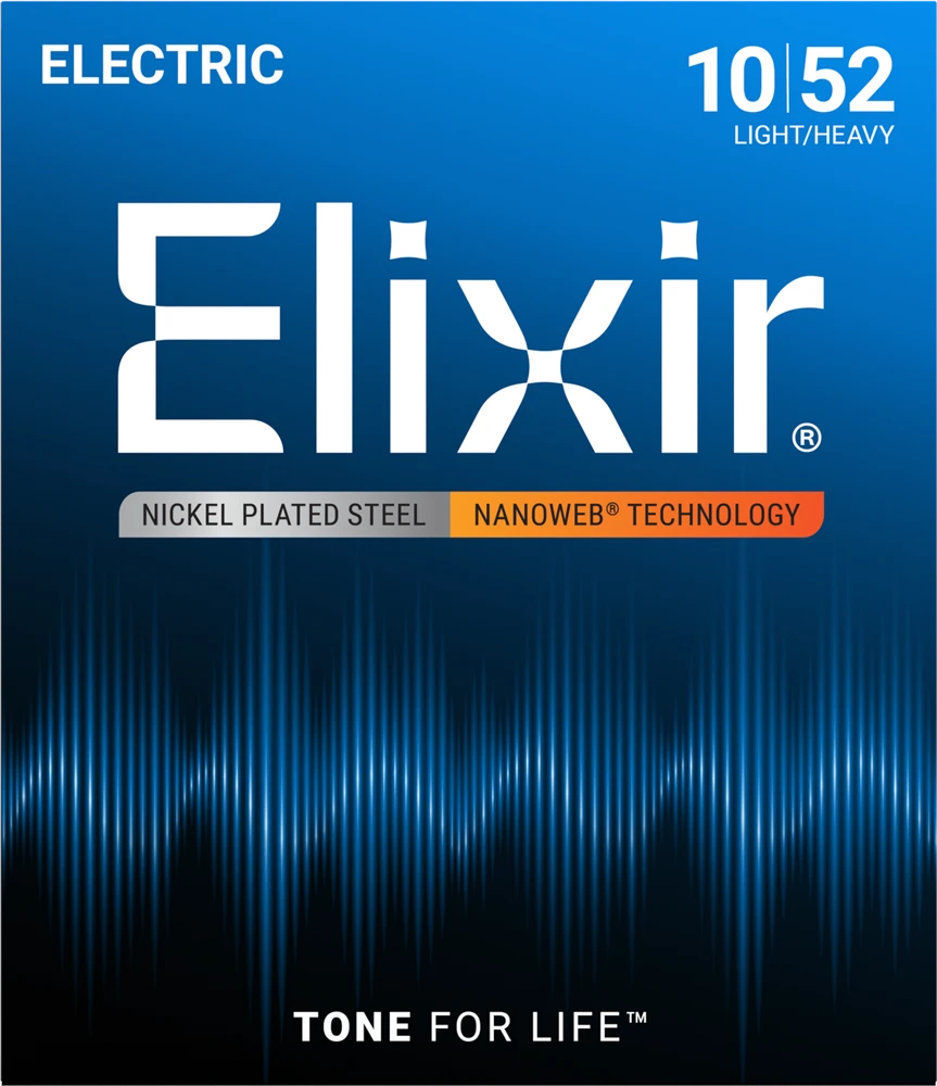 Elixir 12077 Nanoweb Coated Nickel-Plated Light Top/Heavy Bottom Electric Guitar Strings 10-52