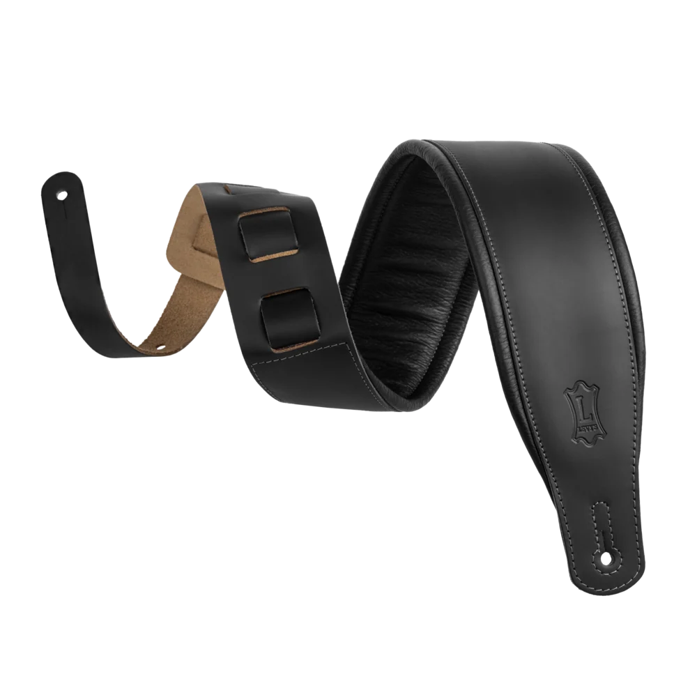 Levy's M26PD-BLK Amped Series 3 Padded Guitar Strap - Black Leather