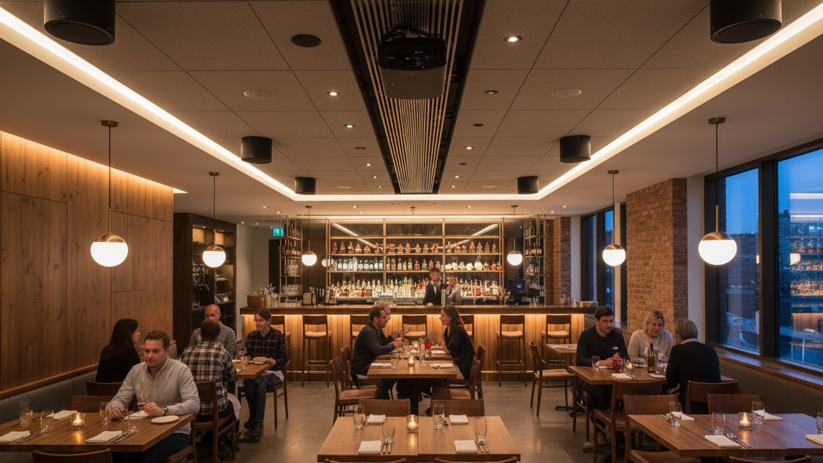 Restaurant with professional sound system