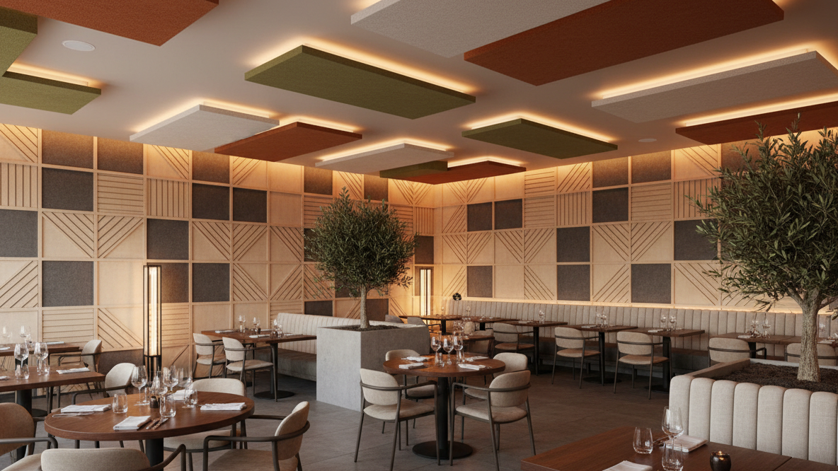 Acoustic treatment in restaurant