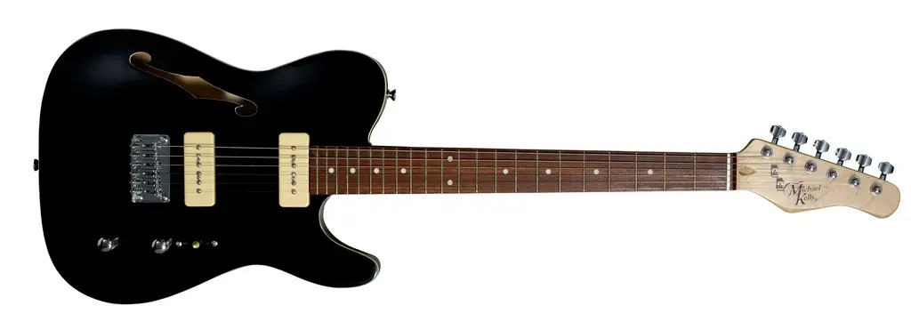 59 Thinline Electric Guitar with Gloss Black Finish Includes P90 Pickups and “F” Holes