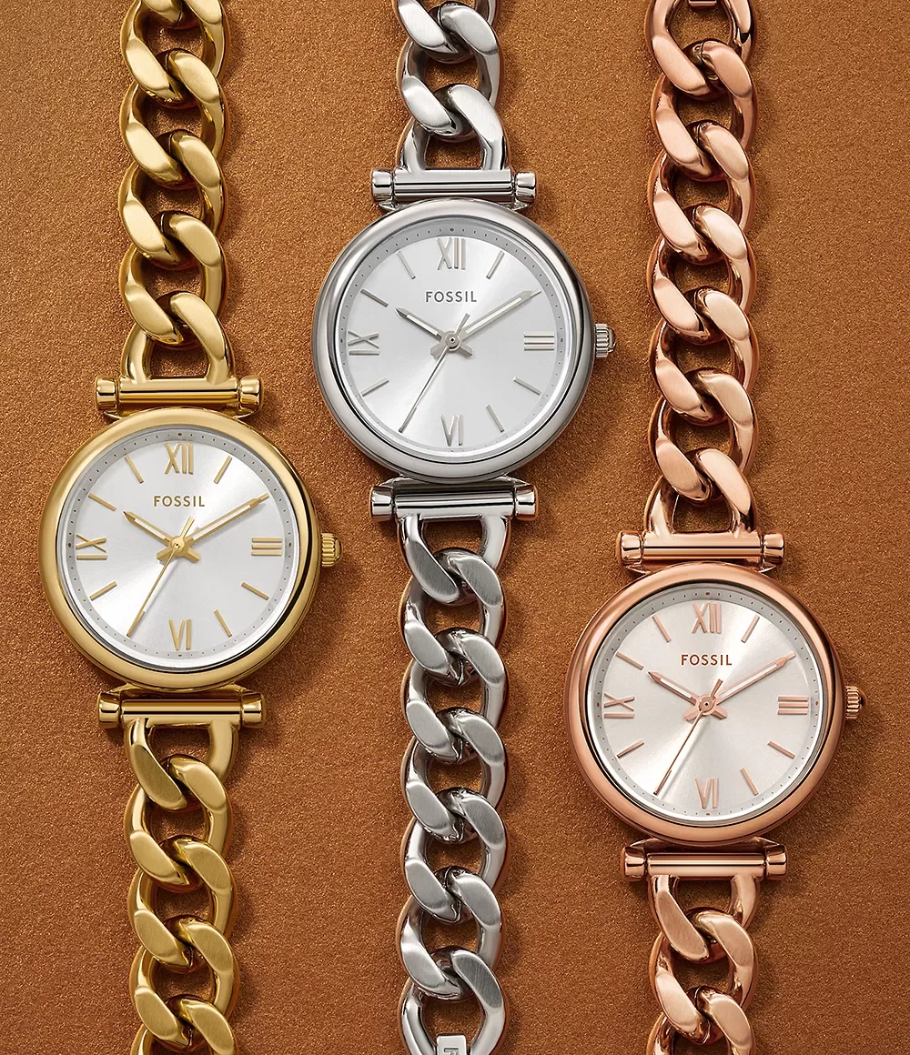 FOSSIL- Carlie Three-Hand Rose Gold-Tone Stainless Steel