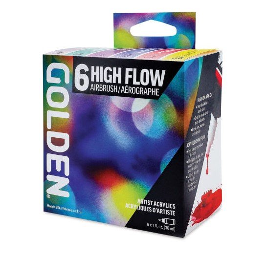 Golden High Flow Acrylic Set, 6Color High Flow Airbrush Set 738797992412