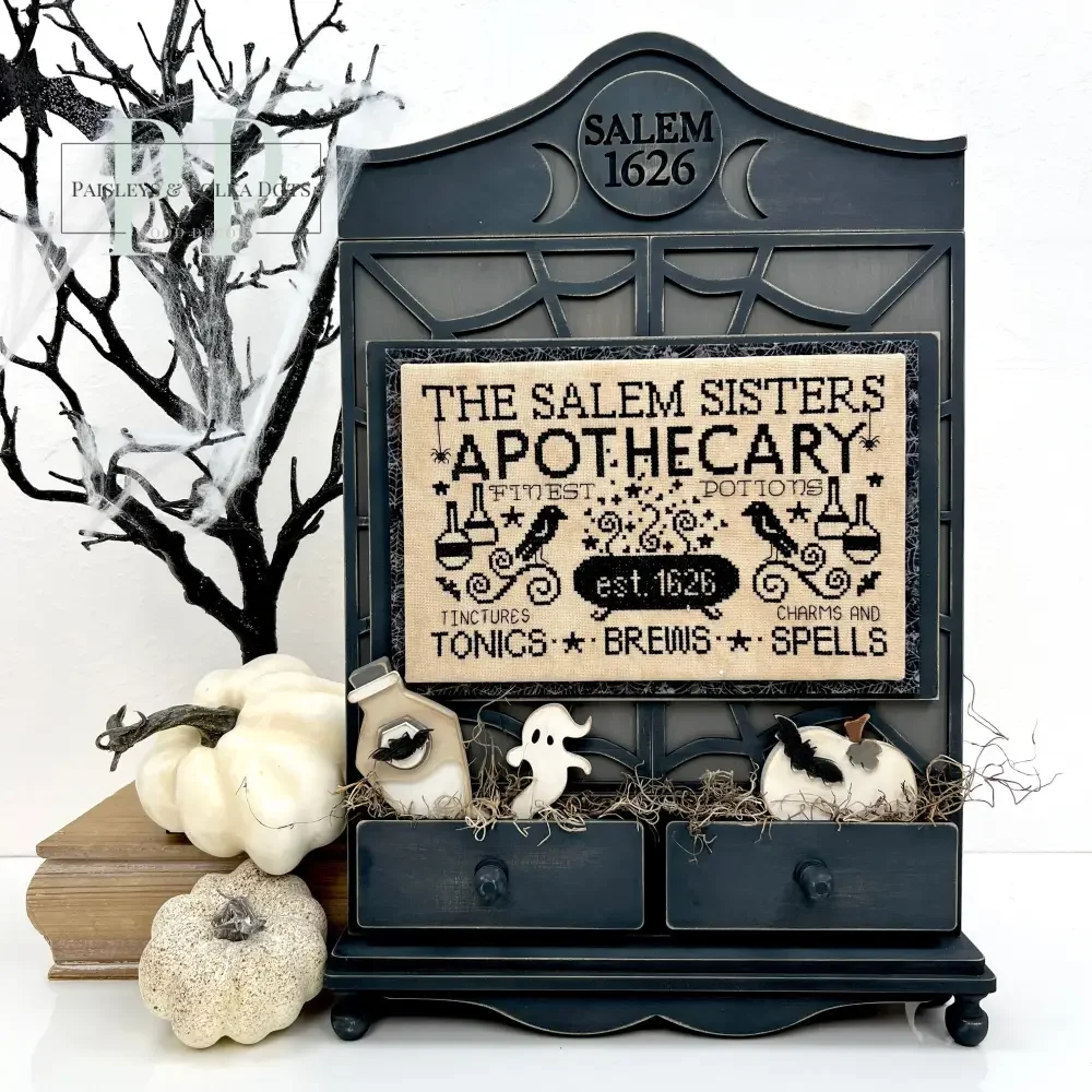 Apothecary Cabinet Cross Stitch Display -  Unfinished Wood