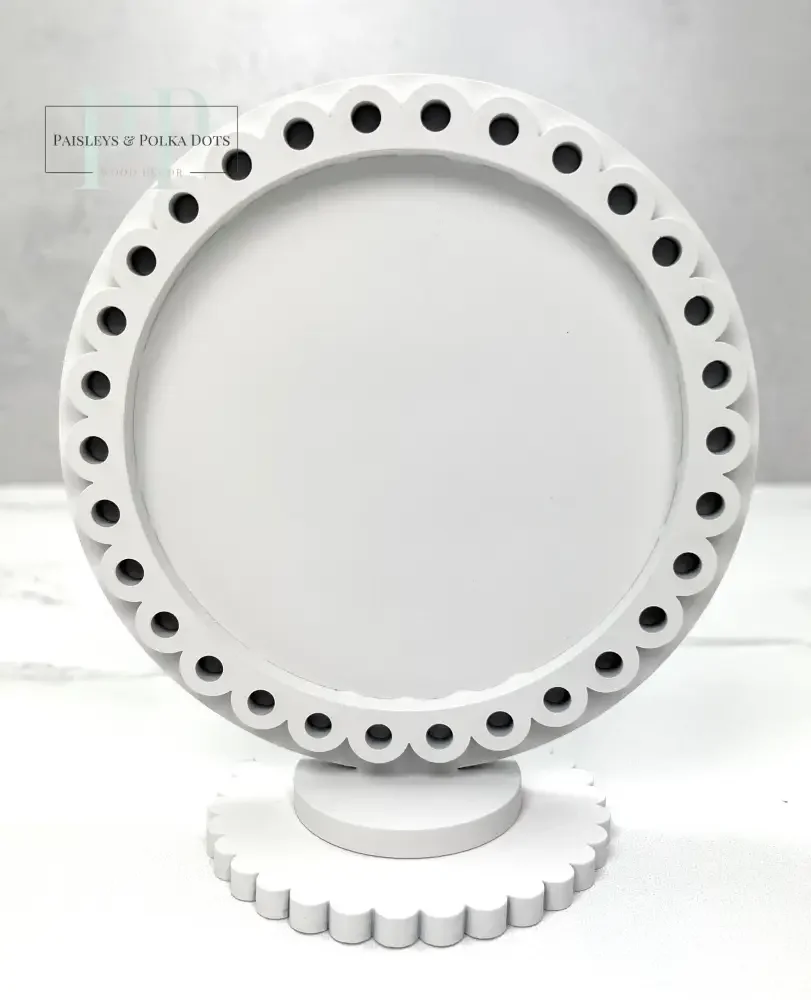 Unfinished Wood Round Frame for Cross Stitch-Dots