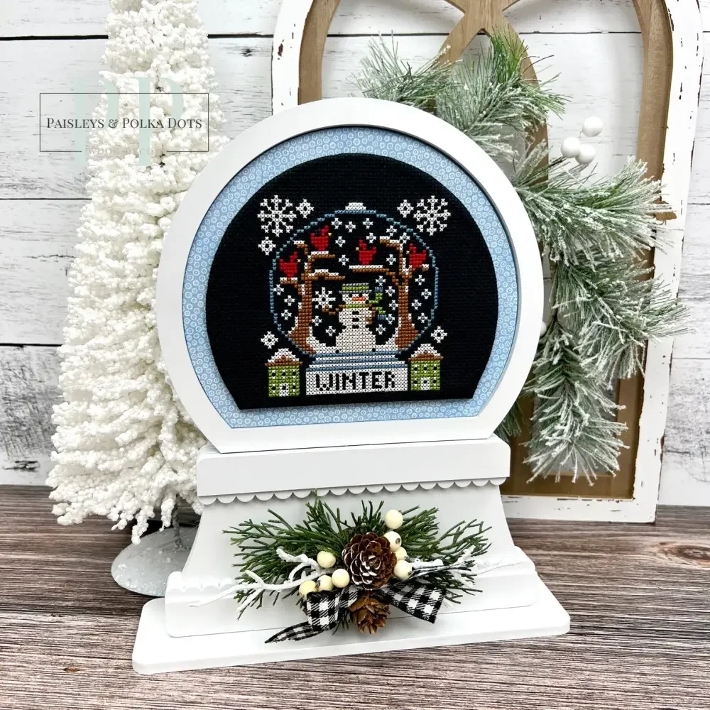 Unfinshed Wood Snow Globe Cross Stitch Display