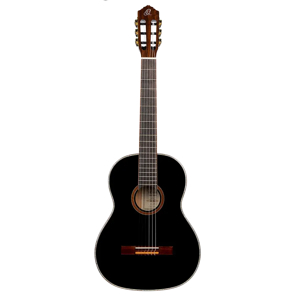 Ortega R221BK-L Nylon Guitar - Left Handed Spruce Top with Gigbag and Black Gloss Finish 