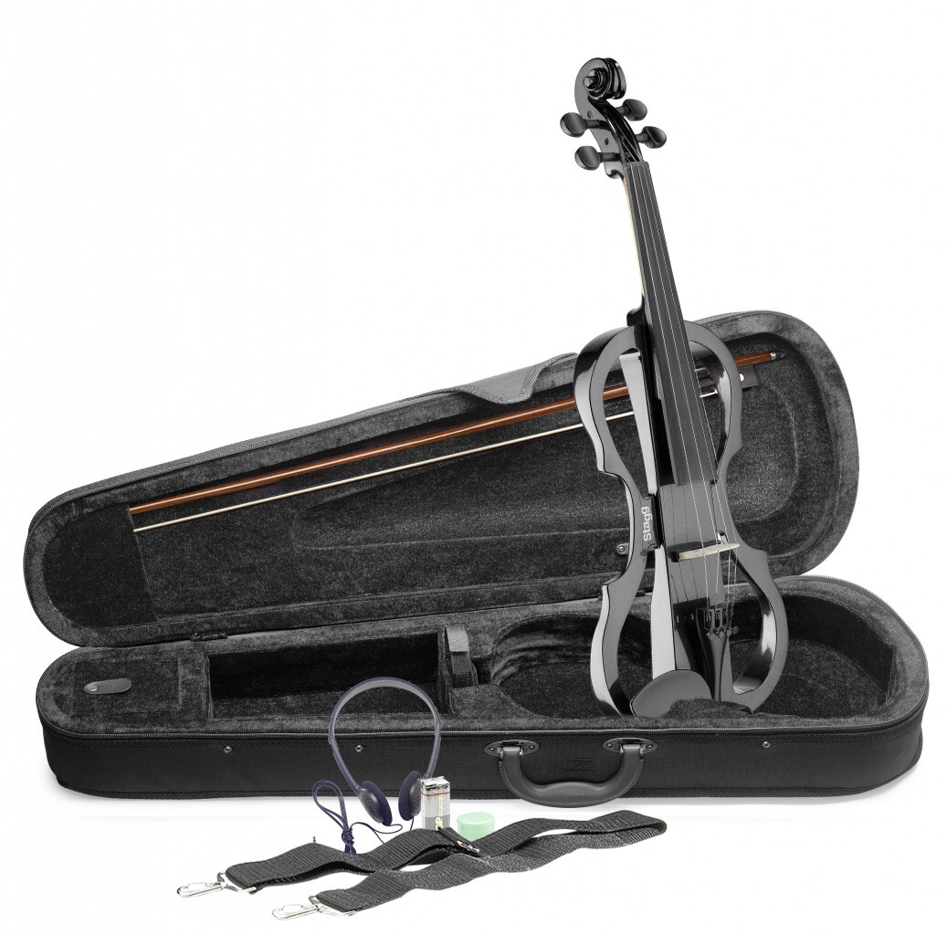 Stagg Electric Violin with Bow, Case and Headphones - Black