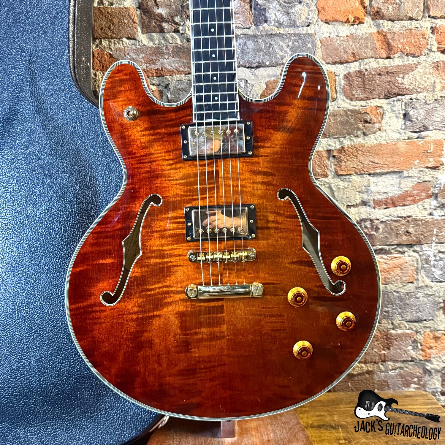 Eastman T186MM Semi-Hollow Electric Guitar w/ Gibson Pickups & HSC (2008 - Root Beer Flame)