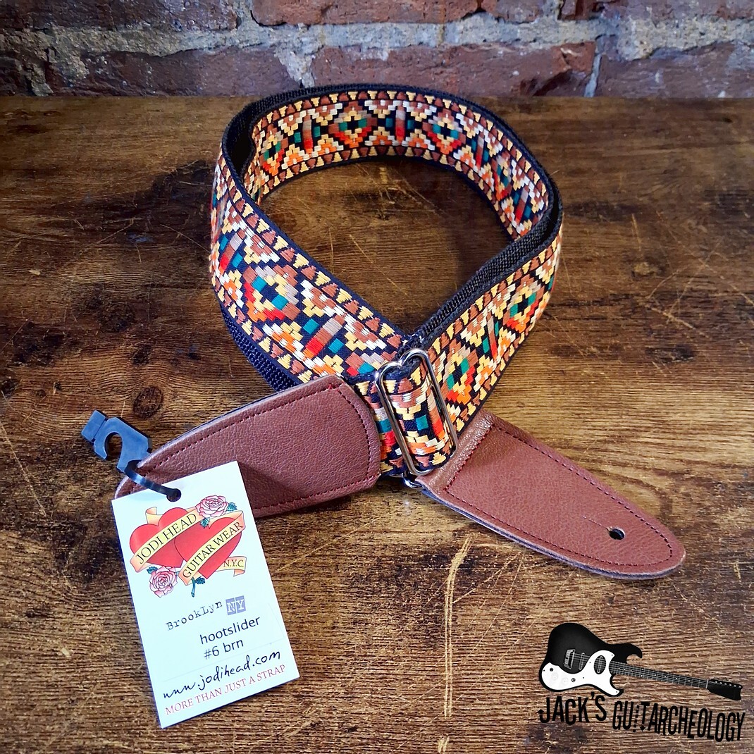 Jodi Head Guitar Wear Handmade Hootslider Guitar Strap - Style 6, Caramel Tabs *NEW*