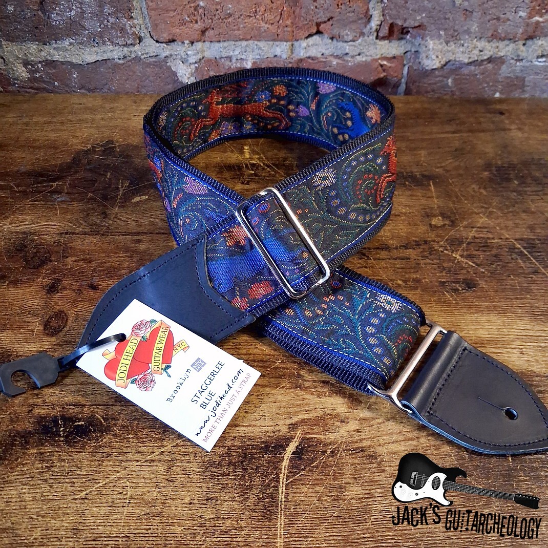 Jodi Head Guitar Wear Handmade Slider Guitar Strap - Stagger Lee Blue *NEW*