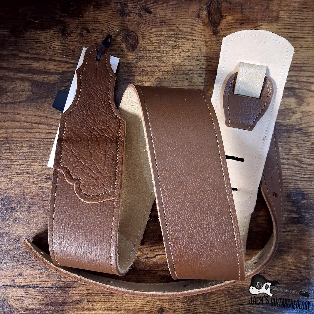 Franklin Strap - 2.5 Original Natural Glove Leather Guitar/Bass Strap (Caramel/Gold)
