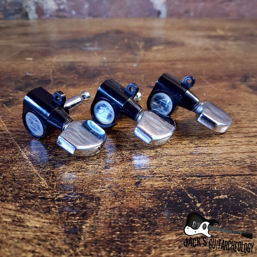 Ovation Matrix Bass-Side 11/32 Tuners - Set of 3 *NEEDS REPAIR* (1975 - Black/Chrome)