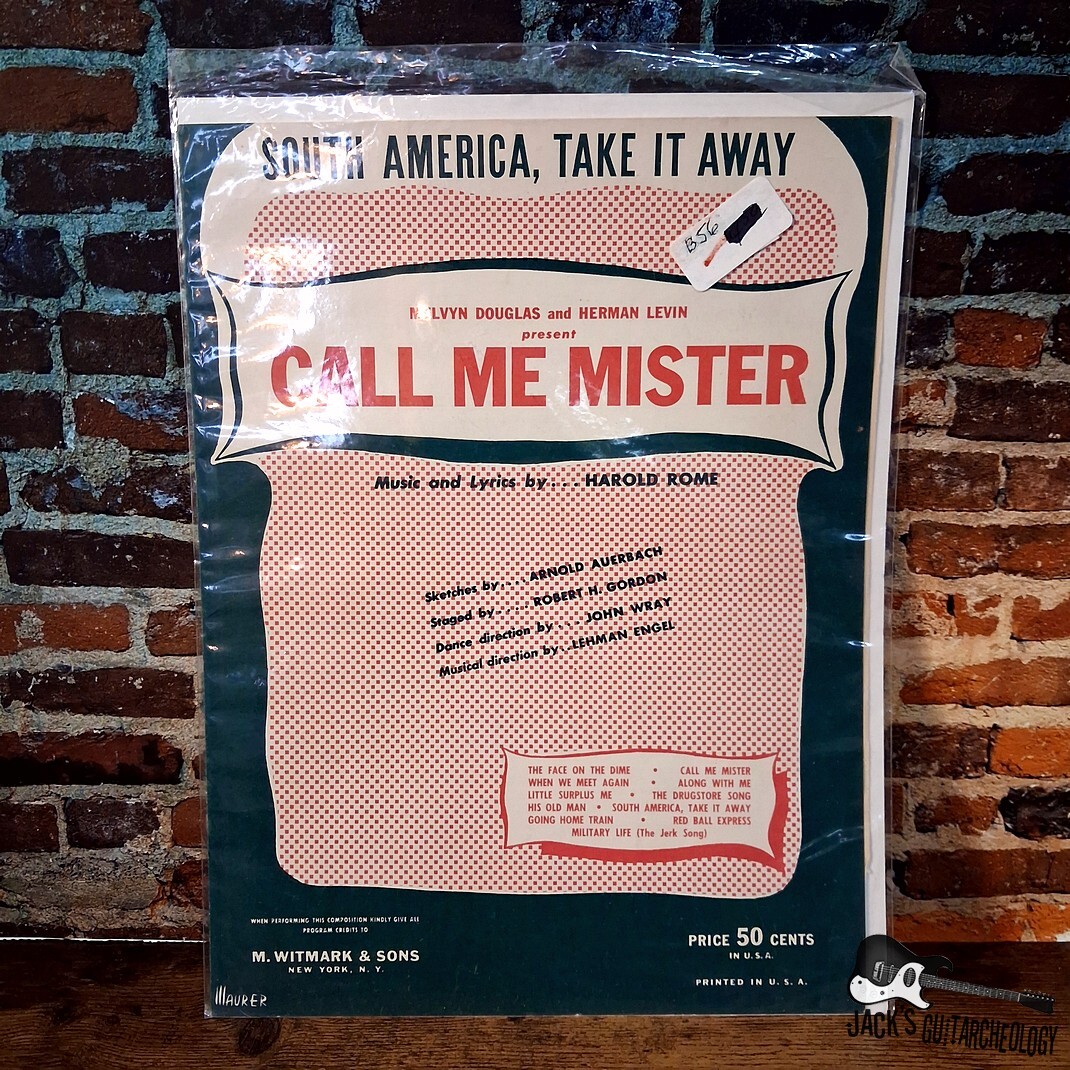 Vintage South America Take It Away from Call Me Mister Classic Hollywood Sheet Music (1940s)