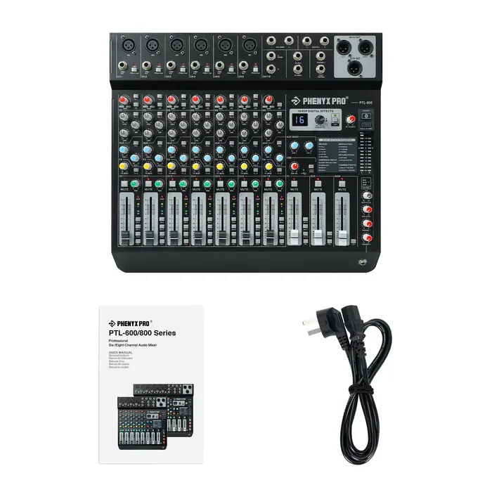 Phenyx Pro PTL-800 | 8-Channel Audio Mixer w/ 16 DSP Effects