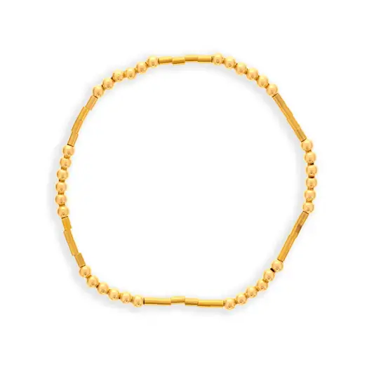 4MM GOLD FILLED BEADED BRACELET WITH GOLD FILLED TUBE BEADS AND 3MM GOLD FILLED BEADS