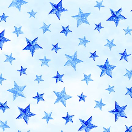 NEW! Red, White and Sweet Stars of Liberty Light Blue Fabric by the Yard