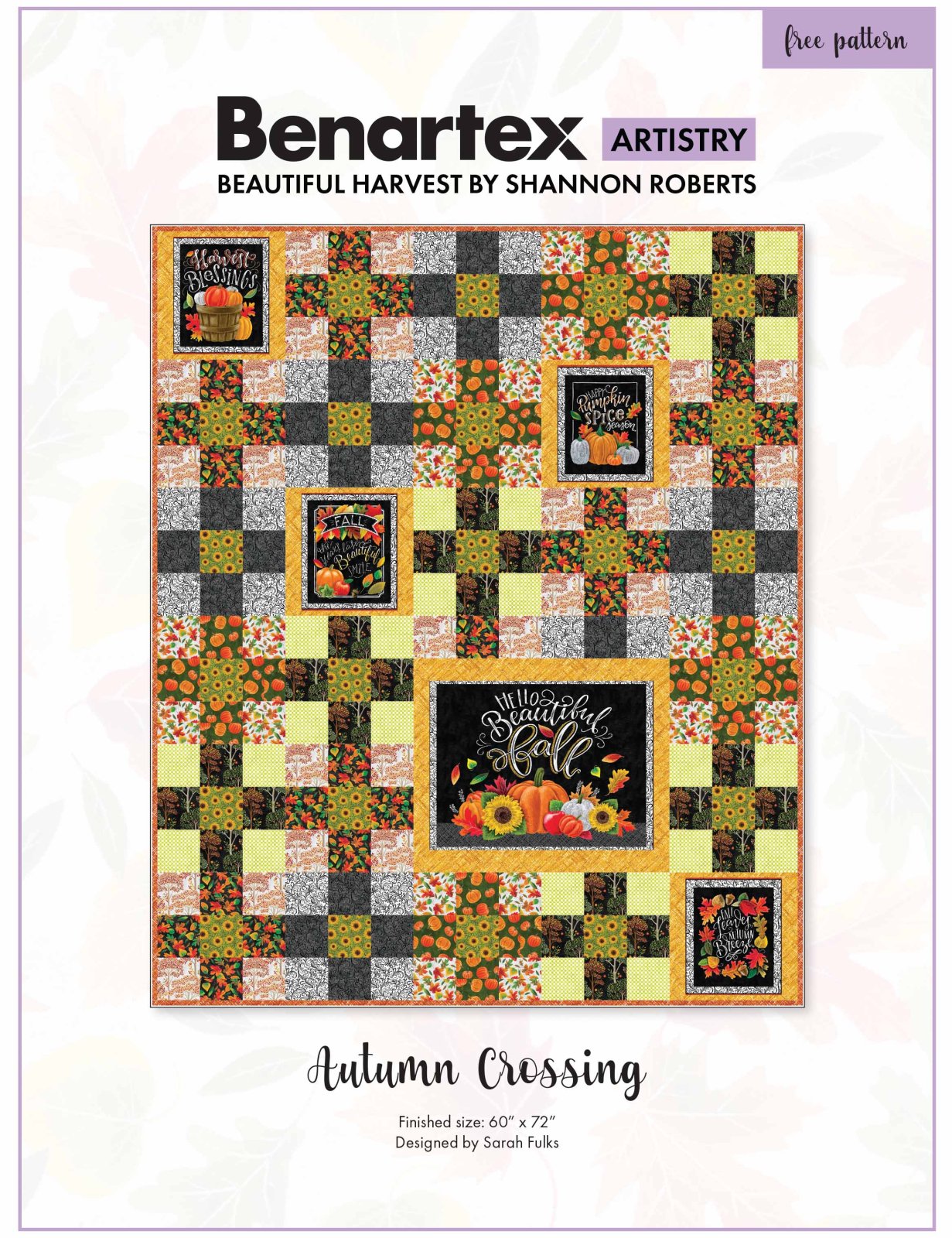 FREE! Autumn Crossings Quilt featuring Beautiful Harvest Fabrics