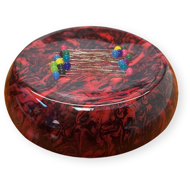 Agate Swirl Grabbit Magnetic Pincushion - Red