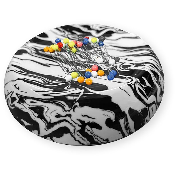 Agate Swirl Grabbit Magnetic Pincushion - White