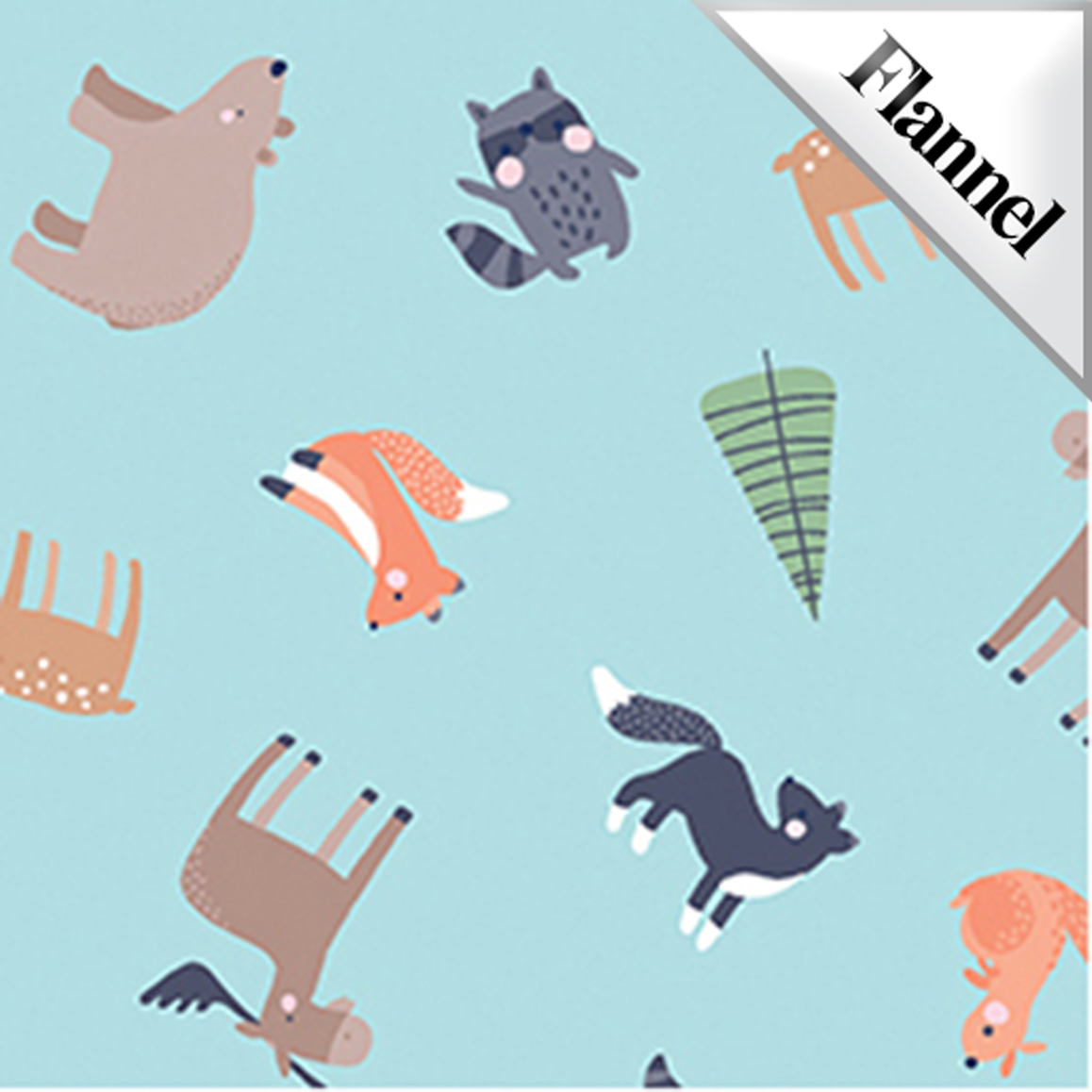 NEW! Cozy Forest Comfort Flannel Animals Sky Blue Fabric by the Yard