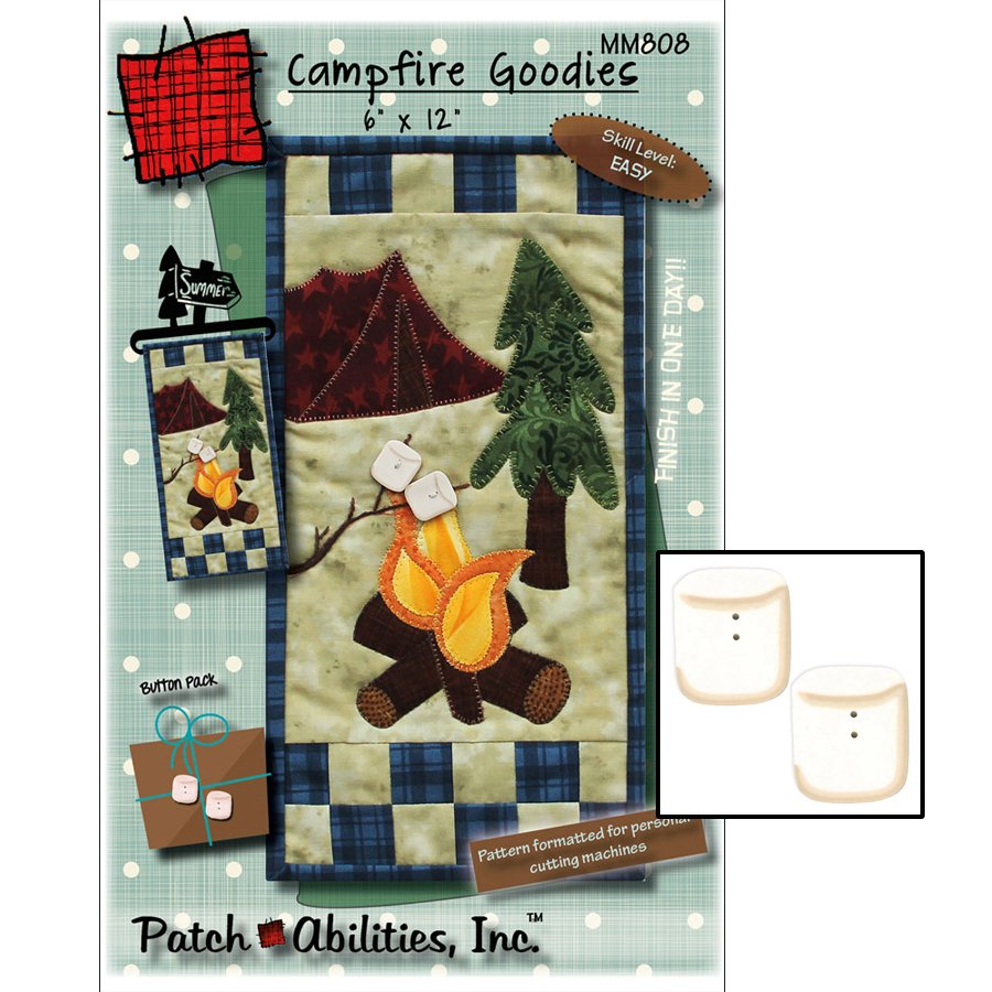 Patch Abilities Campfire Goodies Wall Hanging Pattern and Button Pack Set