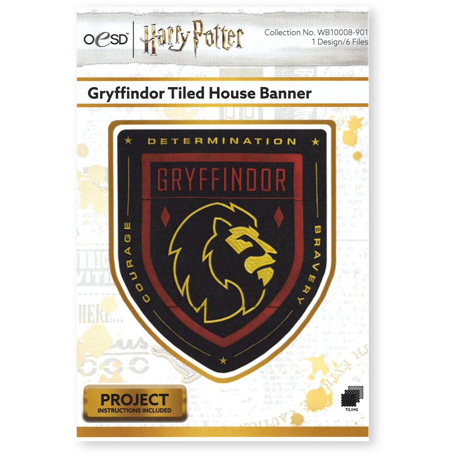 NEW! OESD Harry Potter - Gryffindor Tiled House Banner Embroidery Design Collection USB