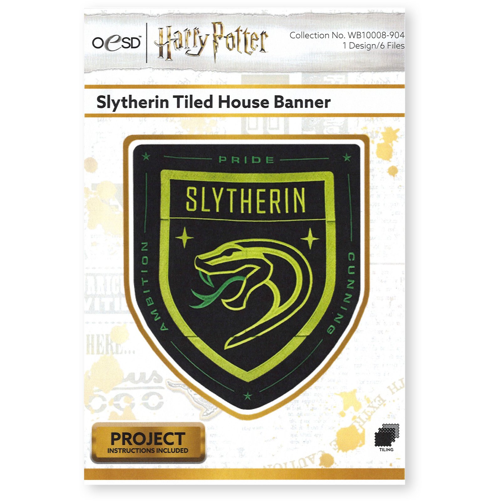 NEW! OESD Harry Potter - Slytherin Tiled House Banner Embroidery Design Collection USB