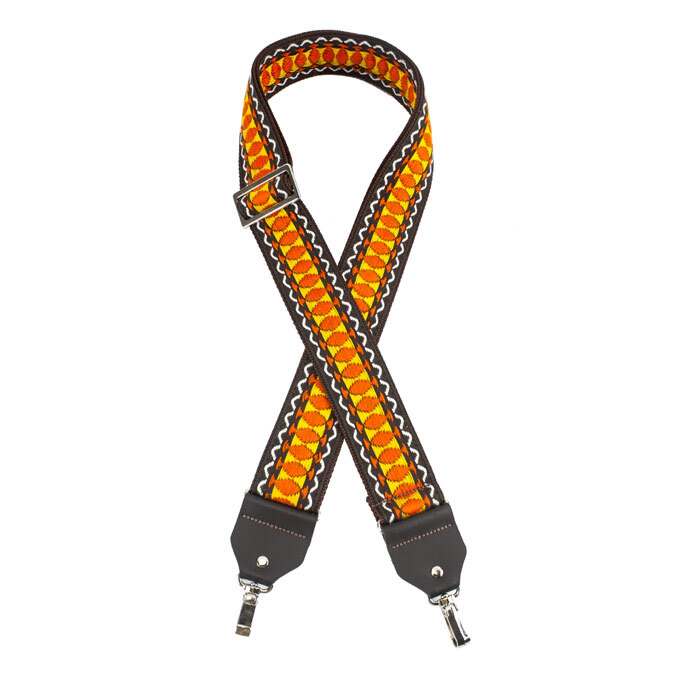 Henry Heller Vintage Jacquard Banjo Strap - Orange, Brown, Tan