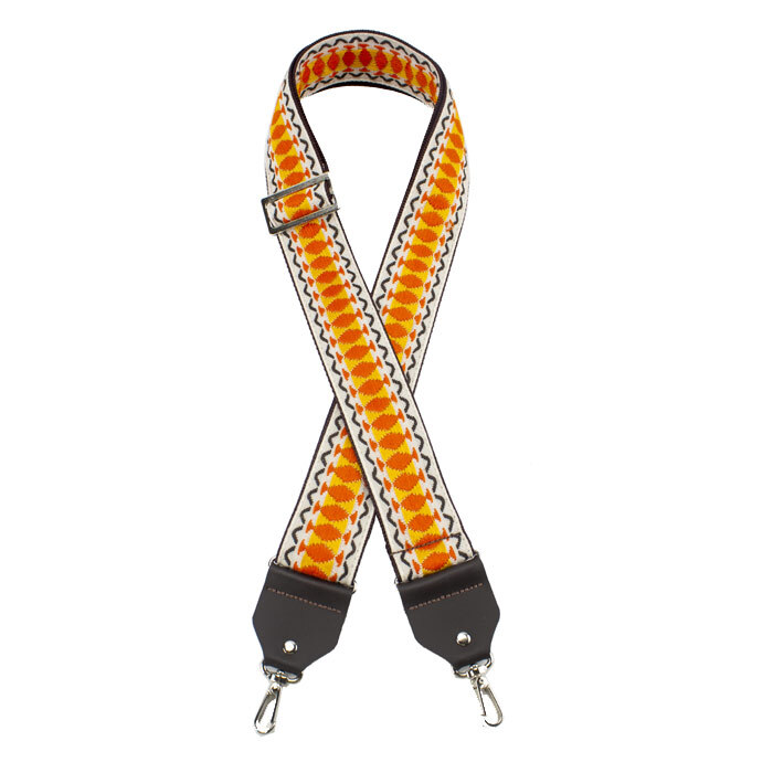 Henry Heller Vintage Jacquard Banjo Strap - Orange, Beige, Brown