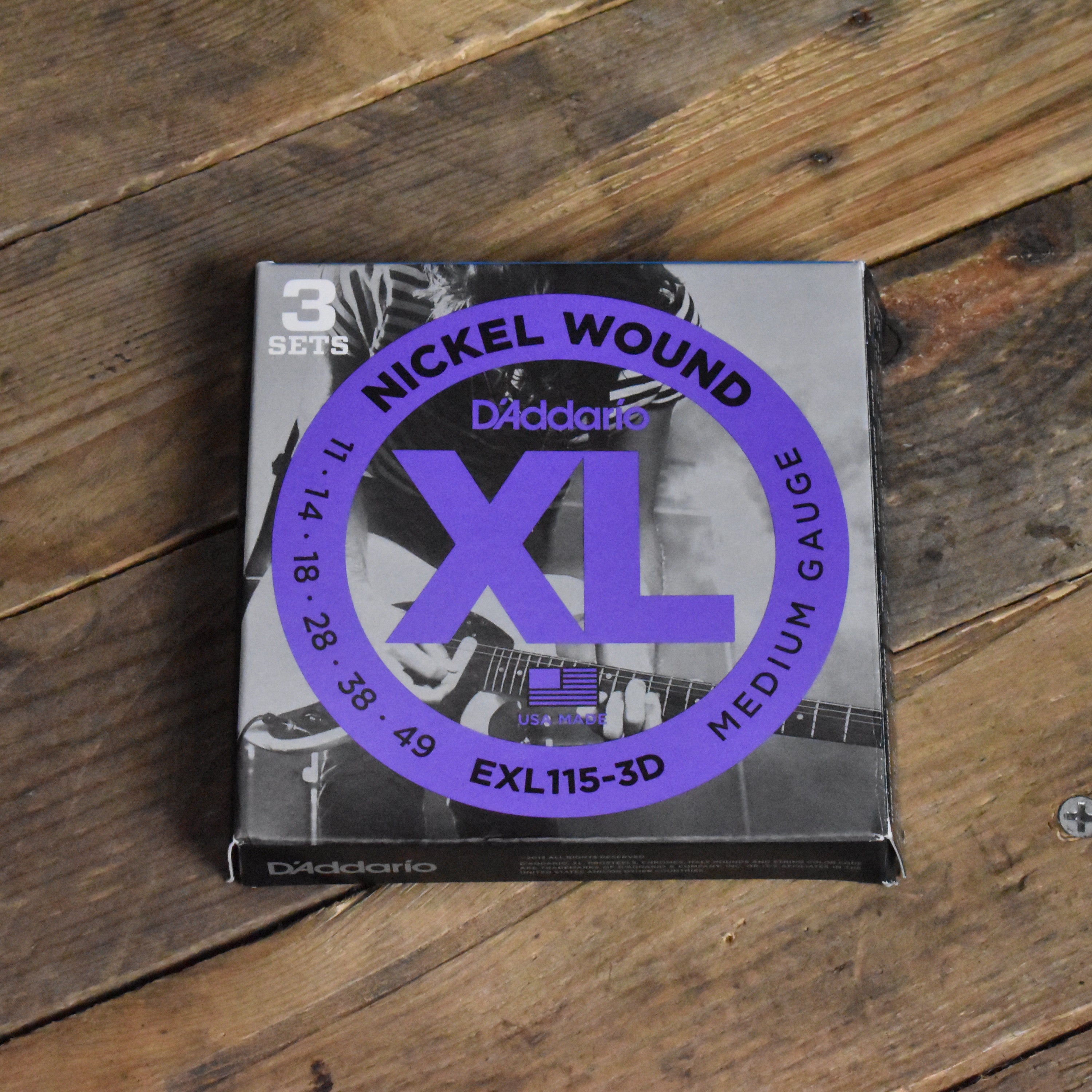 D'Addario EXL115 Nickel Wound Electric Guitar Strings, Medium/Blues-Jazz Rock, 11-49 EXL115