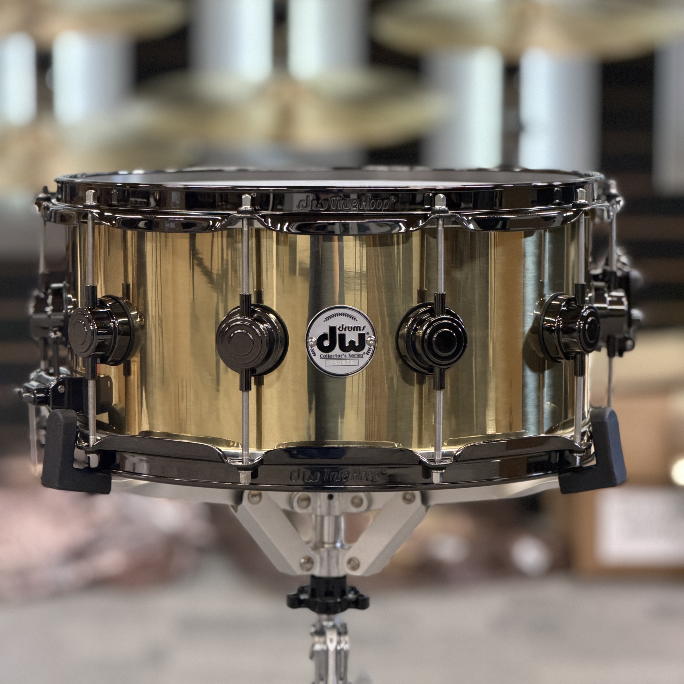 DW COLLECTOR'S 14X6.5 BELL BRASS SNARE DRUM BLACK NICKEL HW B STOCK