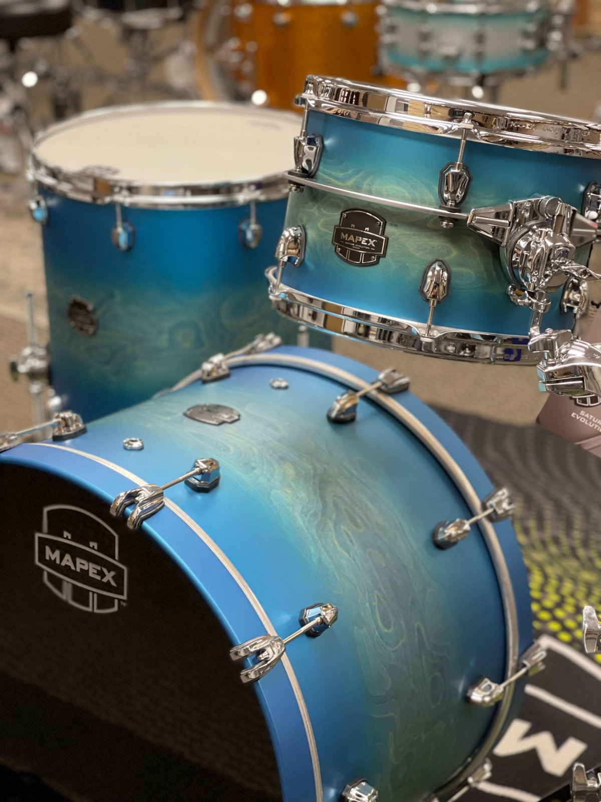 MAPEX SATURN EVOLUTION HYBRID 3PC 12-16-22 SHELL PACK EXOTIC AZURE