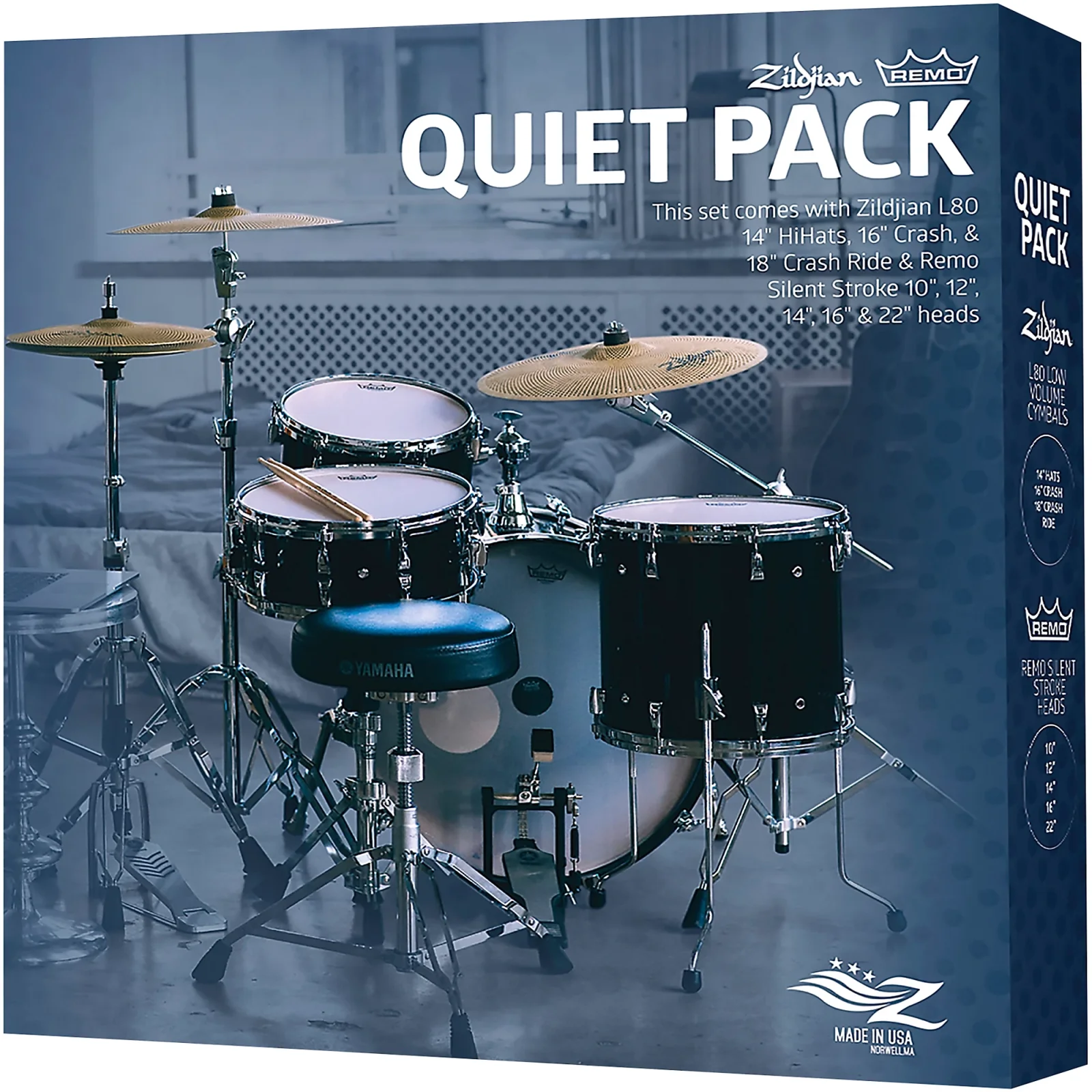 ZILDJIAN LV468RH LOW VOLUME QUIET PACK W/ REMO SILENT STROKE