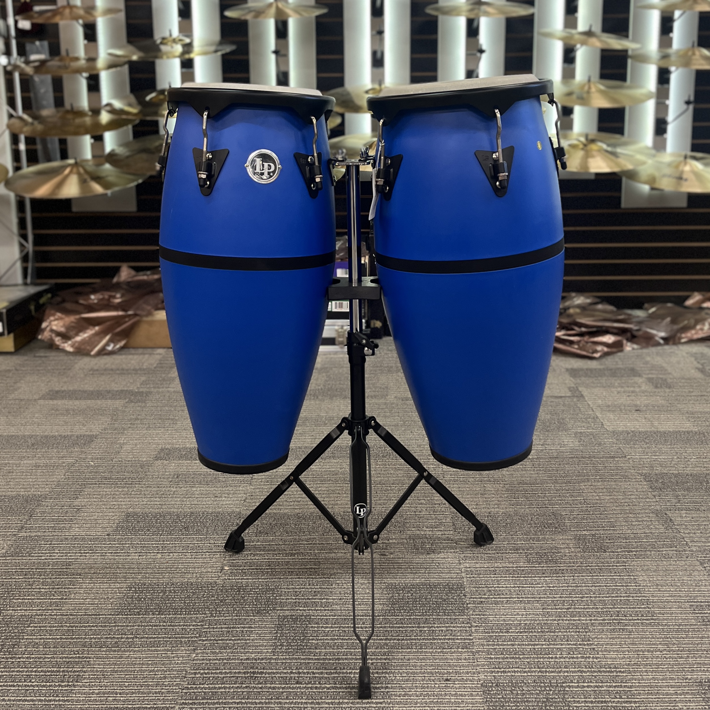 LATIN PERCUSSION LP646D-DB 10-11 DISCOVERY CONGA SET W/STAND - RACE CAR BLUE - USED