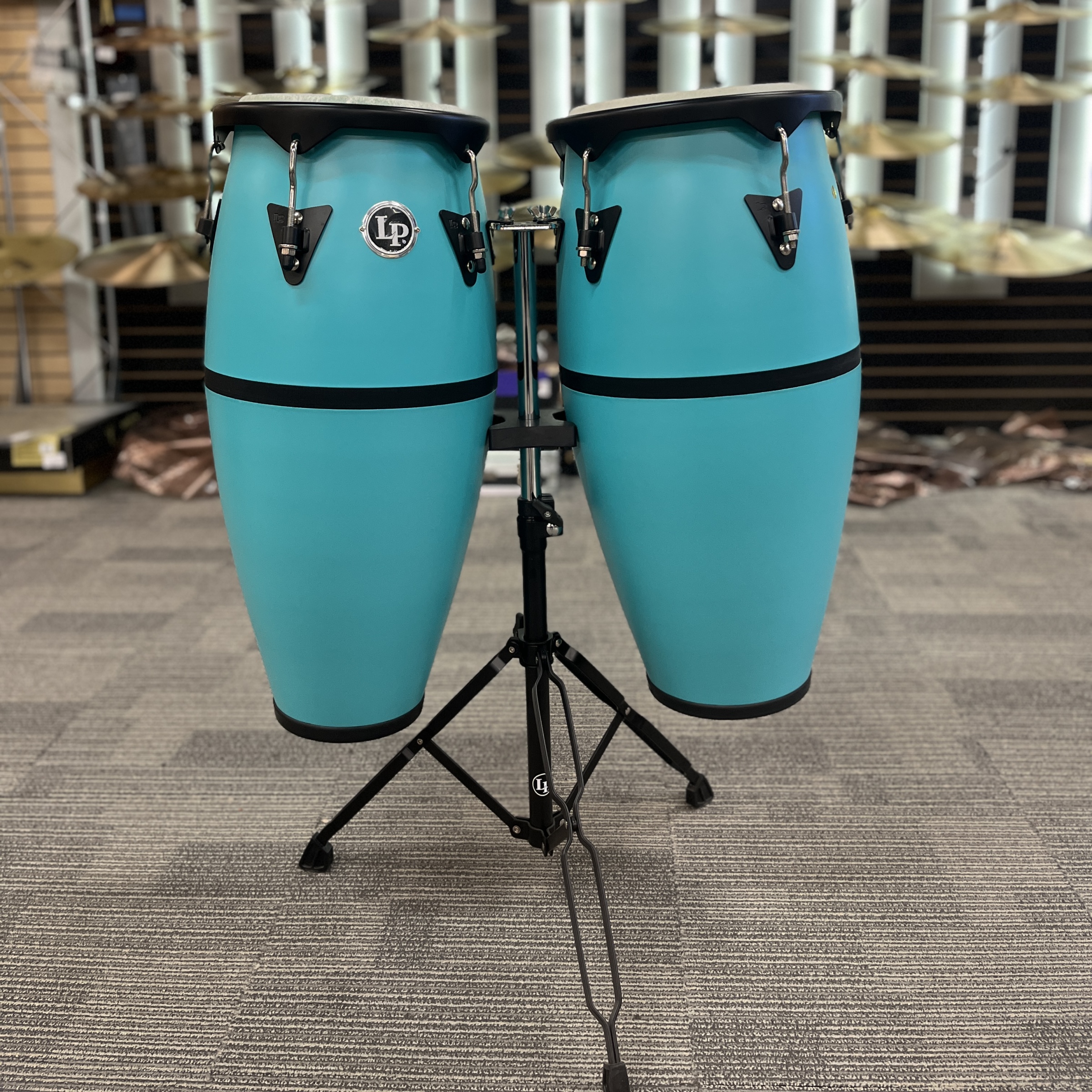 LATIN PERCUSSION LP646D-SF - 10-11 DISCOVERY CONGA SET W/STAND - SEA FOAM  - FLOOR MODEL