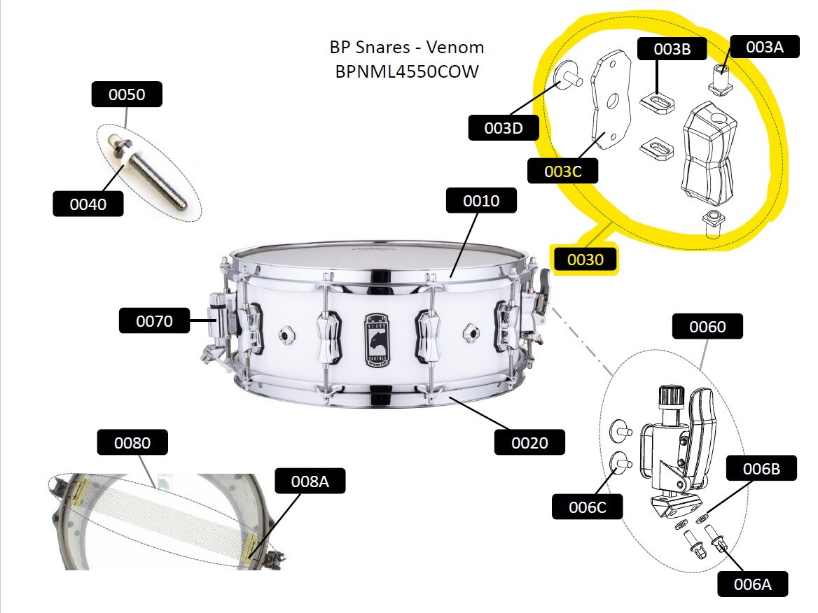 MAPEX 0701BBA LUG ASSEMBLY, TYPE B, DOUBLE-ENDED - CHROME (EACH)