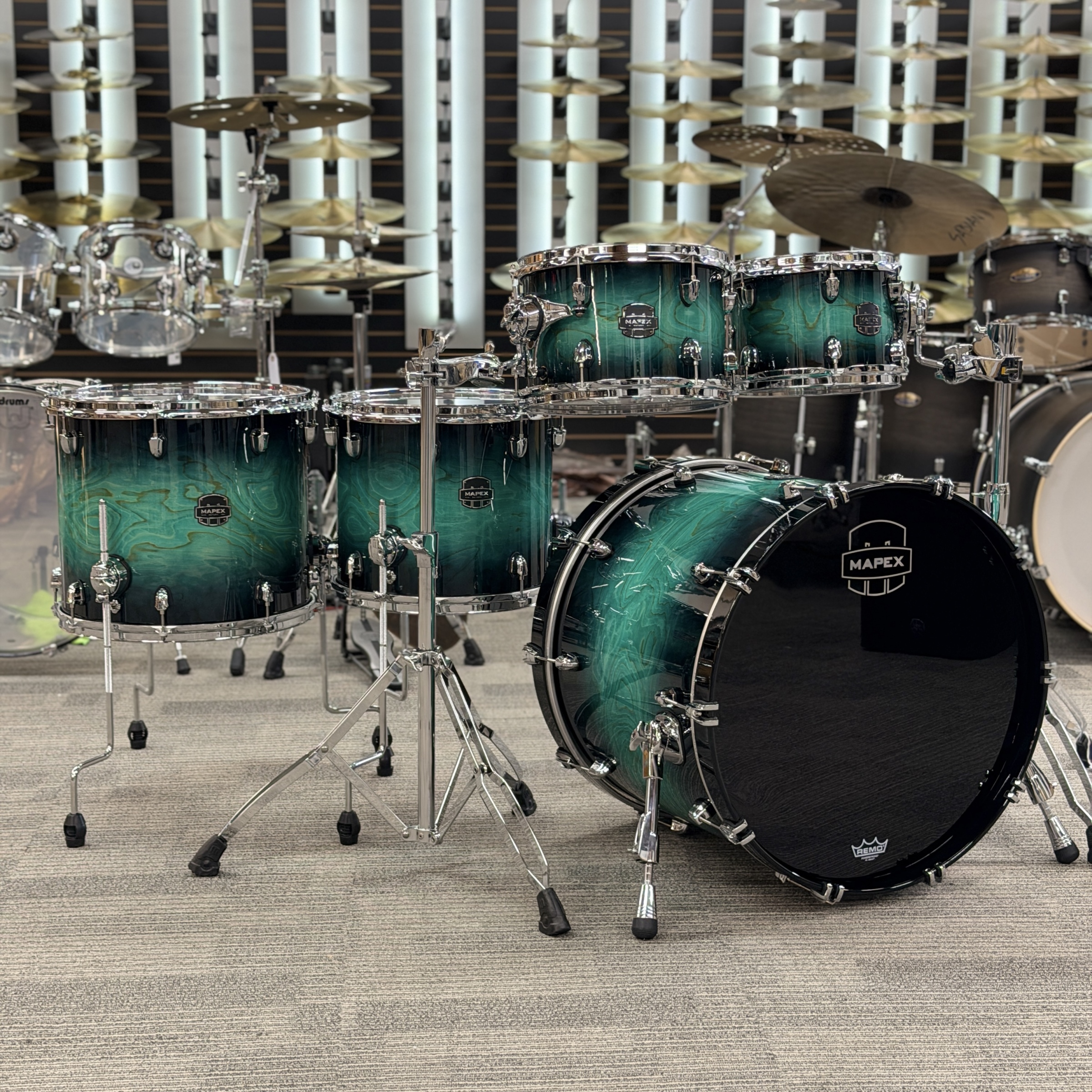 MAPEX 5PC SATURN VI 22-10-12-14-16 MARINE TEAL BURST - FLOOR MODEL