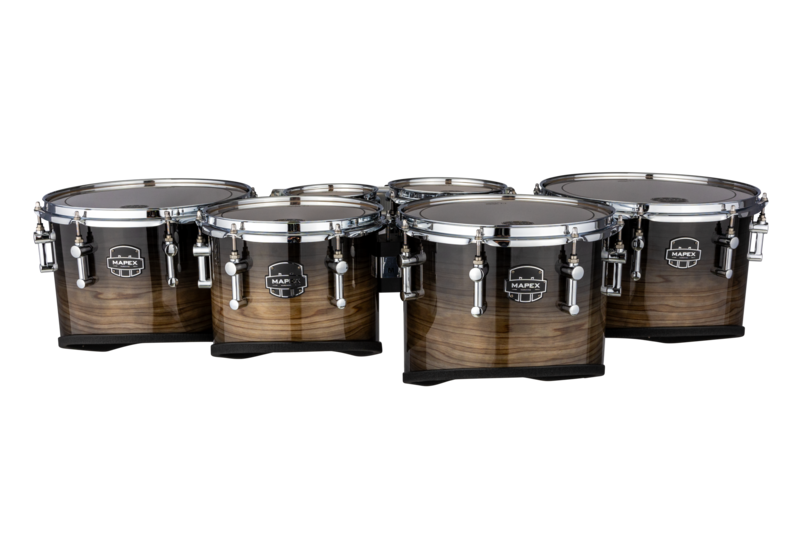 MAPEX QCMT680234-TK-CC QUANTUM MARK II MARCHING TENOR SEXTET (6, 8, 10, 12, 13, 14) IN BLACK DAWN WITH CHROME HARDWARE