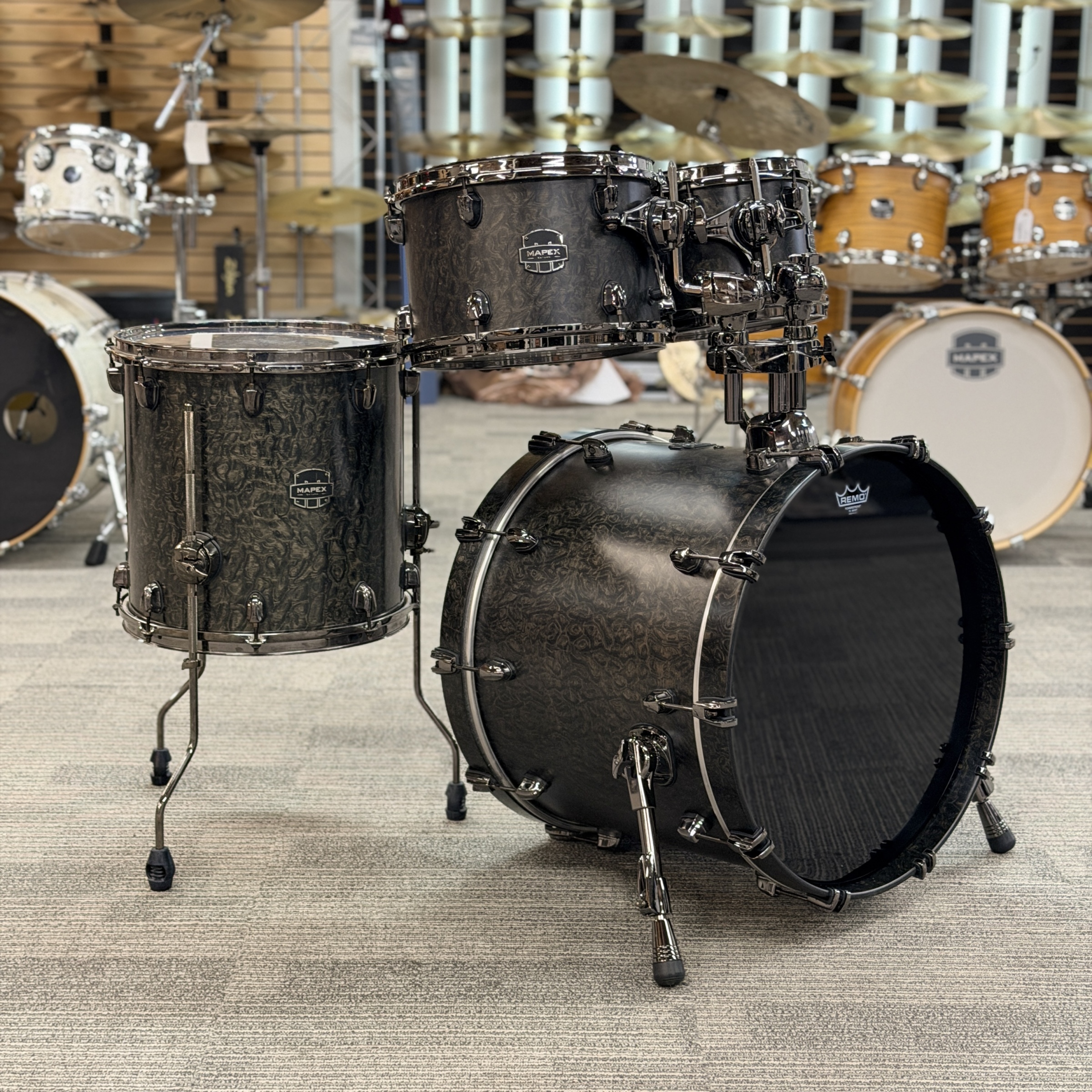 MAPEX SV504XB-KFB SATURN V 20/10/12/14 EXOTIC FLAT BLACK MAPLE BURL - USED