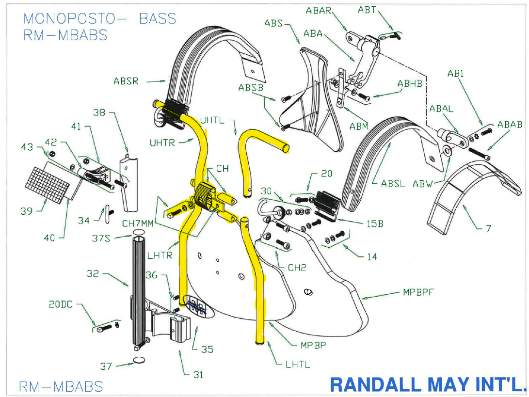 RANDALL MAY RM-CPABS-P COMPLETE PETITE CHEST ASSEMBLY FOR ABS SNARE AND BASS CARRIERS - MONOPOSTO