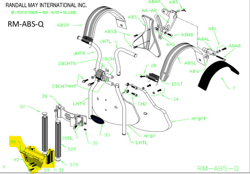 RANDALL MAY RM-TVHBPT-38 BIPOSTO TENOR QUAD HEAD U-CHANNEL W/ SET SCREWS