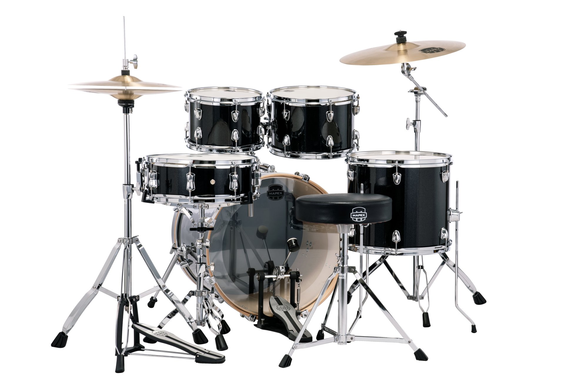 MAPEX VENUS VE5044FTCVH 5PC FUSION COMPLETE DRUM SET BLACK GALAXY